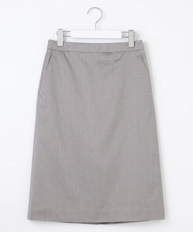 23区 S 【洗える/セットアップ対応】グロッシーコットンシャンブレー タイトスカート ライトグレー系