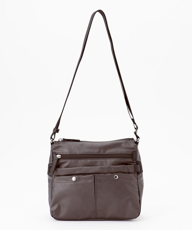 LA BAGAGERIE モノグラム　スクエアナイロンショルダー　Sサイズ ガンメタリック