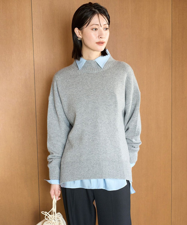 UNFILO カシミヤブレンド ハイネックニット グレー