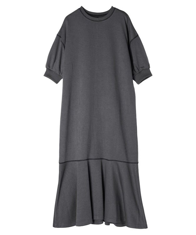 Green Parks ・Ｐｅｔｉｔ　Ｆｌｅｕｒ　カラーｓｔウラケワンピース Charcoal Gray