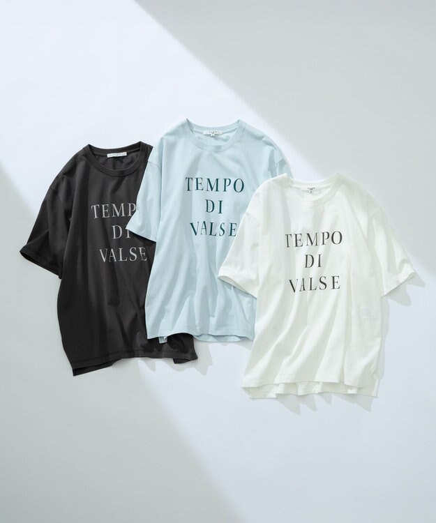 23区 【SLOW/一部店舗限定】MVSコットン  ロゴTシャツ ホワイトxグレーロゴ