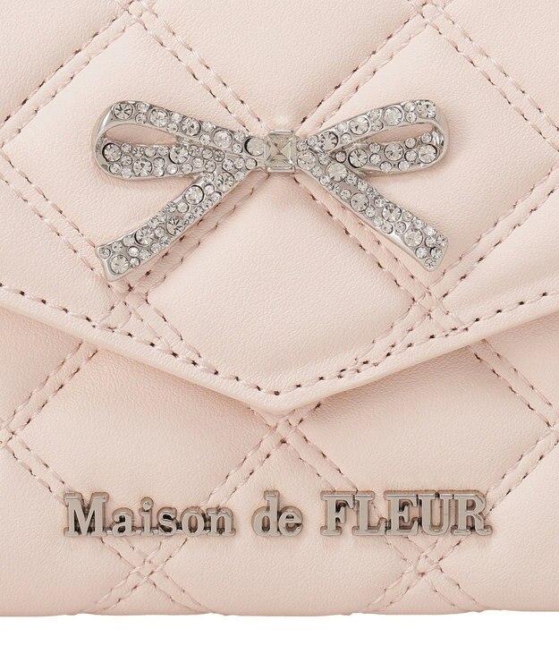 Maison de FLEUR リボンビジューキルティングウォレット Light Pink