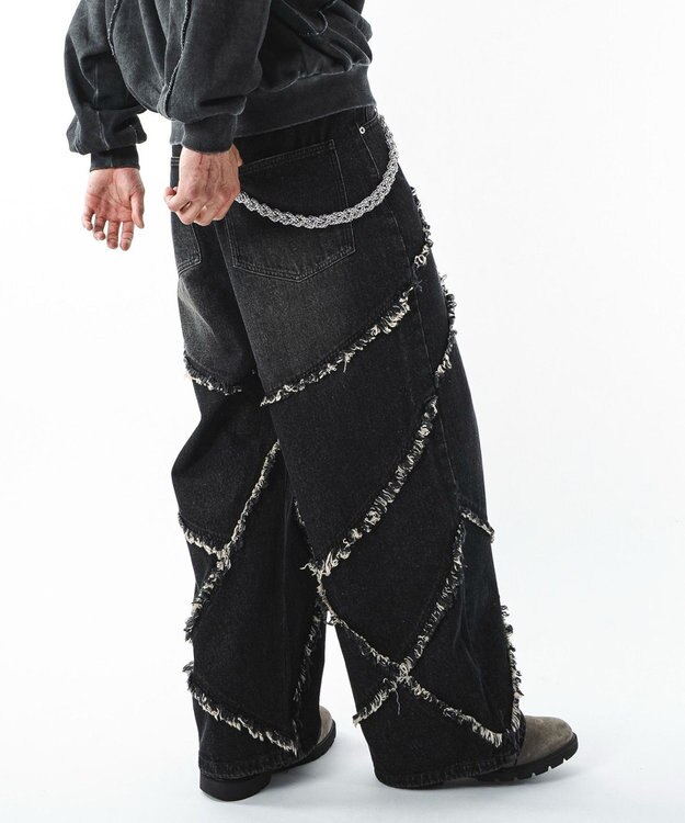 WEGO 【ユニセックス着用ITEM】フリンジデニムパンツ 柄2