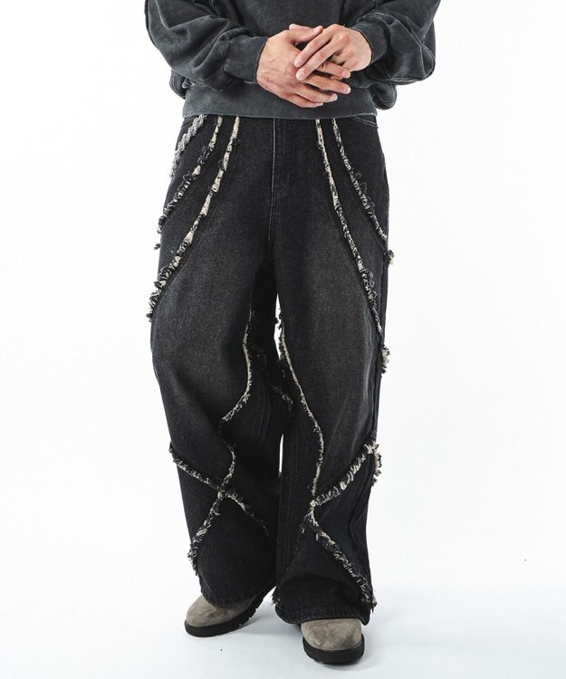 WEGO 【ユニセックス着用ITEM】フリンジデニムパンツ 柄2