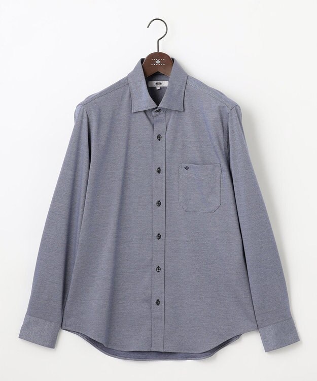 JOSEPH ABBOUD 【ジャージーシャツで快適な着心地】コンパクトジャージー バーズアイ シャツ サックスブルー系