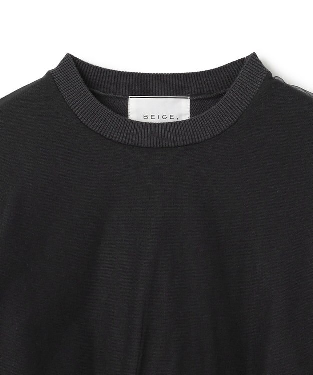 BEIGE， 【洗える】MYRTLE / チュールレイヤードクルーネックトップス Slate