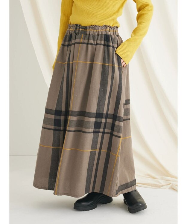CRAFT STANDARD BOUTIQUE 先染めチェック（大）スカート Khaki