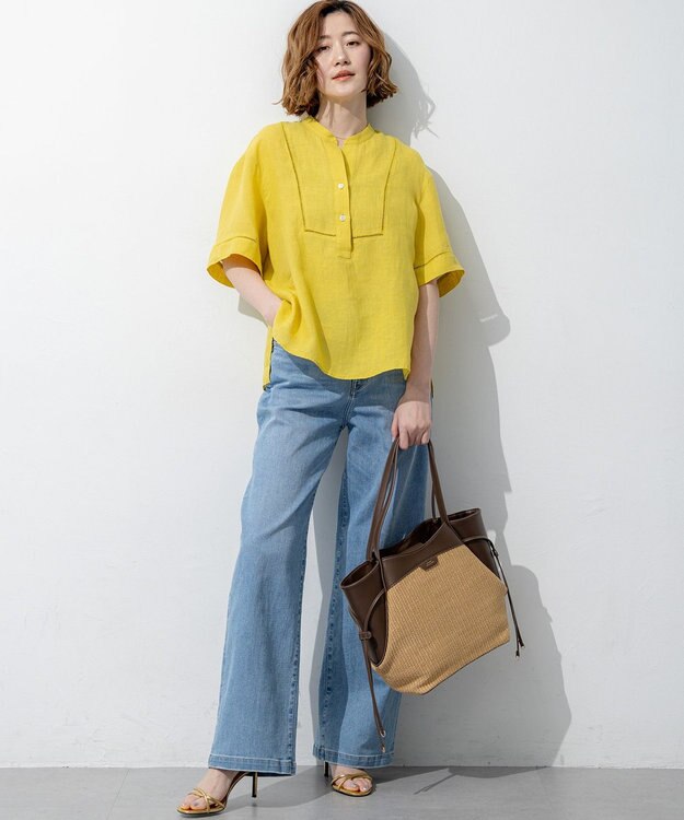 23区 L 【見上愛さん着用/Oggi掲載/接触冷感】23区DENIM サマー ストレート ワイド パンツ スカイブルー系