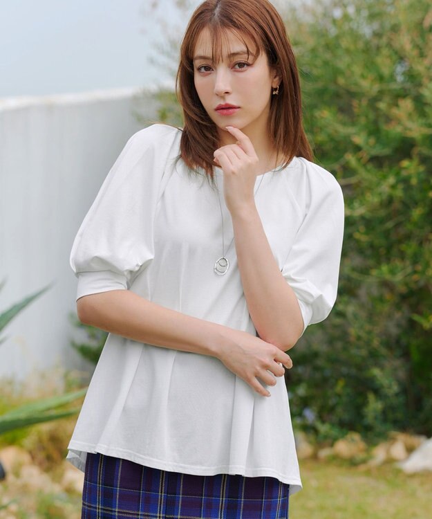 Tiaclasse L 【接触冷感・UVカット・吸水速乾・洗える】 ラグランスリーブトップス オフホワイト