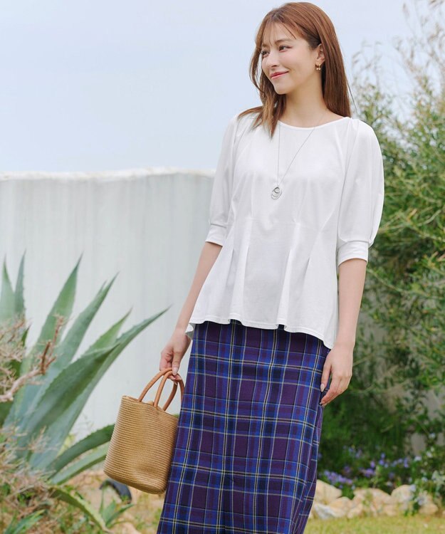 Tiaclasse L 【接触冷感・UVカット・吸水速乾・洗える】 ラグランスリーブトップス オフホワイト