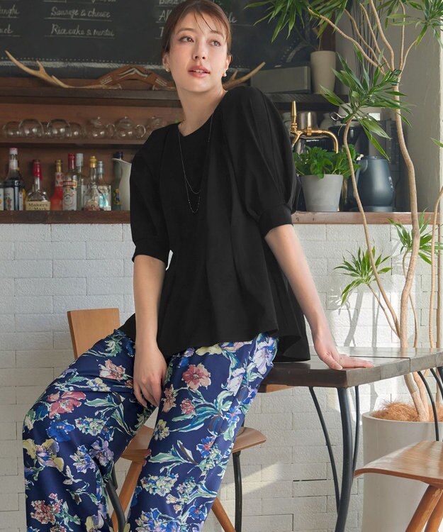 Tiaclasse L 【接触冷感・UVカット・吸水速乾・洗える】 ラグランスリーブトップス ブラック