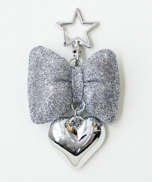 WEGO グリッターリボンキーホルダー シルバー