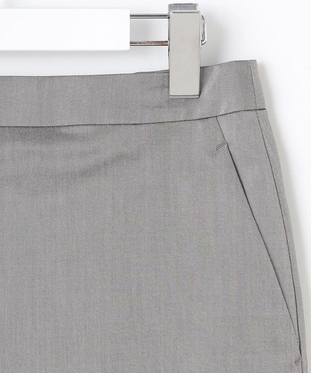 23区 L 【洗える/セットアップ対応】グロッシーコットンシャンブレー タイトスカート ライトグレー系