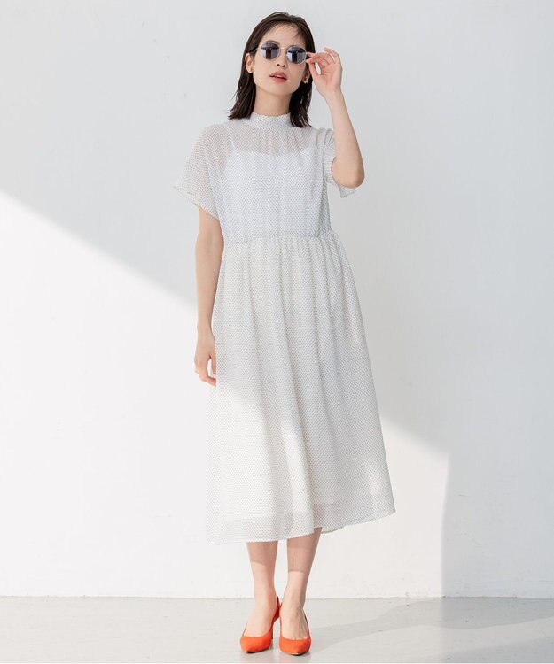 組曲 【WEB限定・2WAY】サッカードビードットプリント ワンピース アイボリー系5