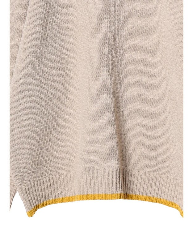 CRAFT STANDARD BOUTIQUE 洗えるモールニット配色プルオーバー Gray Beige