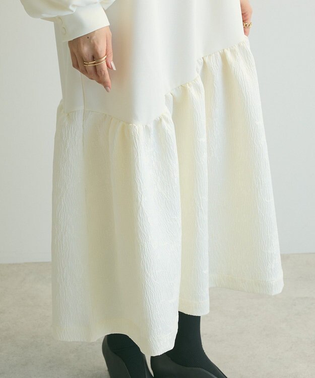 Green Parks ａ．切り替えジャガードワンピース White