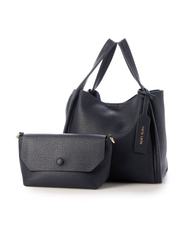 UNBILLION カシュカシュ cachecache / ミニショルダー付きソフトレザー調ミニトートバッグ ネイビー