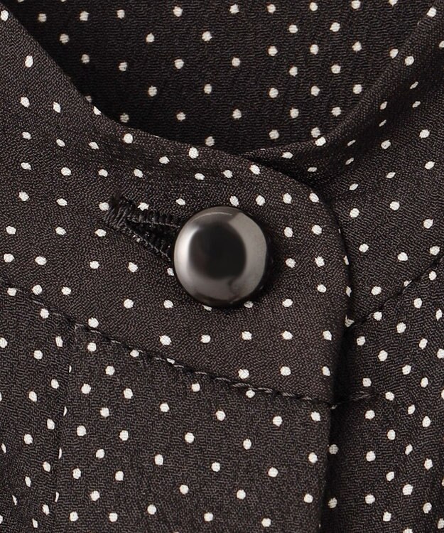 J.PRESS LADIES S 【洗える】ドットデシンプリント ボウタイ バンドカラー ブラウス ダークブラウン系