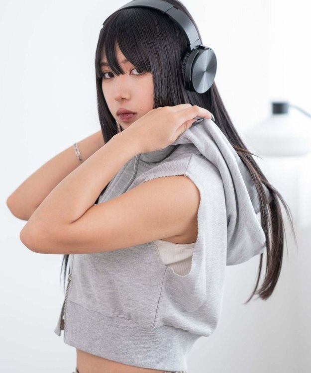 WEGO ノースリーブジップパーカー 杢グレー