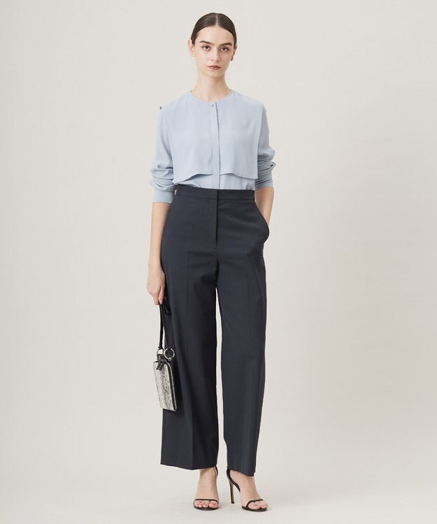 ICB 【接触冷感・UVカット・透け防止・吸水速乾・洗える】 シェルタリングドライオックス ワイドパンツ ブラック系