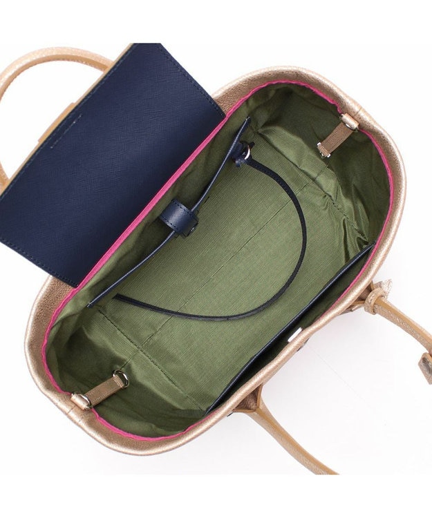 A.D.M.J. 【牛革】メタリックレザー/キューブトート21cm ゴールド