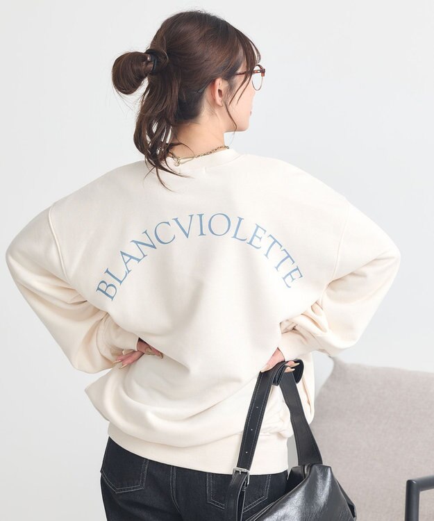 earth music&ecology サイドリブロゴスウェット Ivory