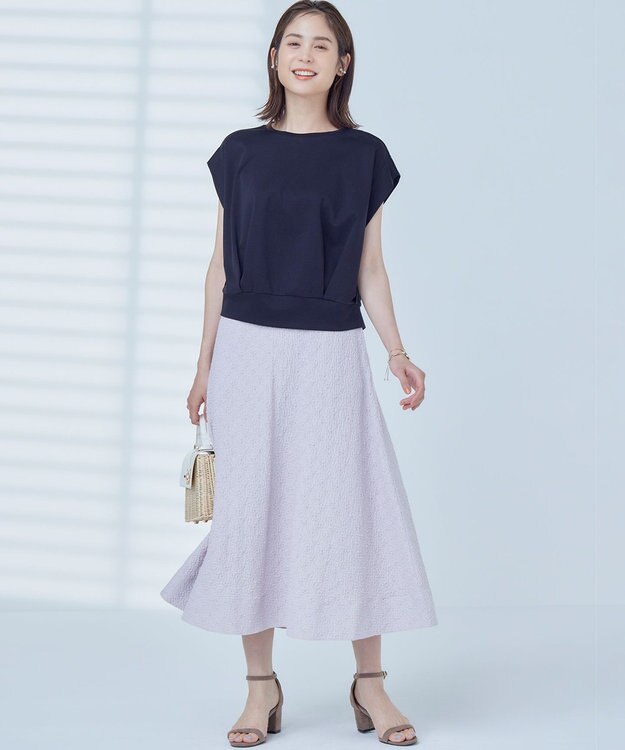 組曲 L 【WEB限定】コンシャスジャージーフレンチスリーブカットソー ブラック系