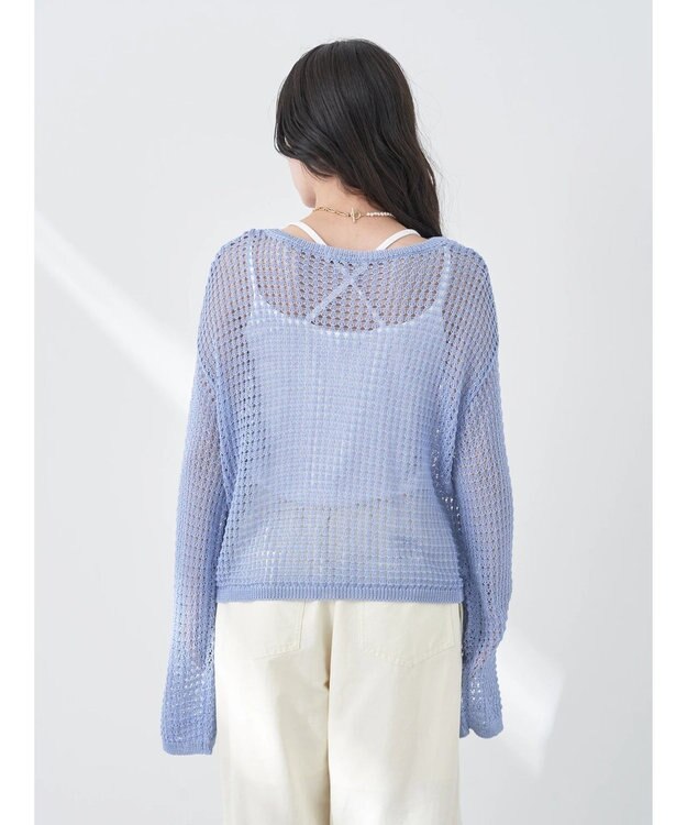 earth music&ecology レーシーニットプルオーバー Blue