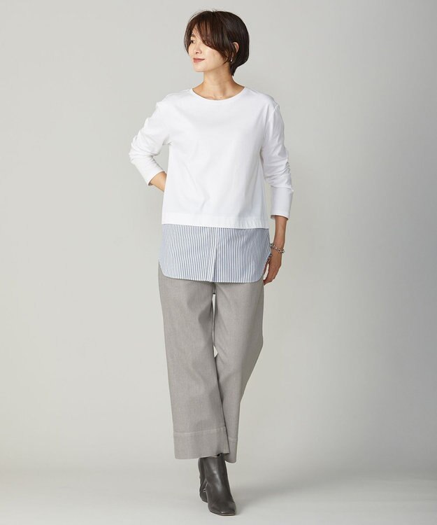 J.PRESS LADIES 【接触冷感・UVケア】レイヤードジャージー カットソー ブラック系1