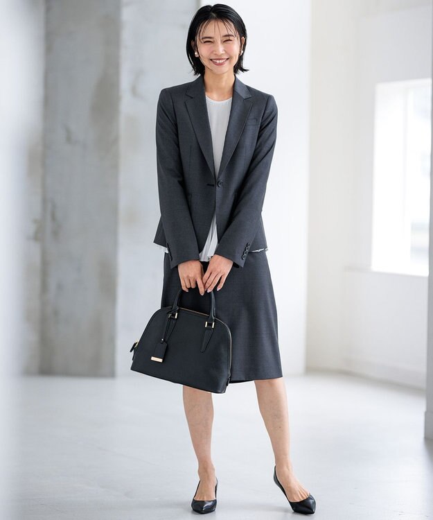 23区 【新色追加/セットアップ対応】ラフィーネウール 一つ釦 ジャケット グレー系