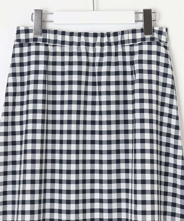 J.PRESS LADIES L 【洗える】アセVisギンガム フレアー スカート ネイビー系
