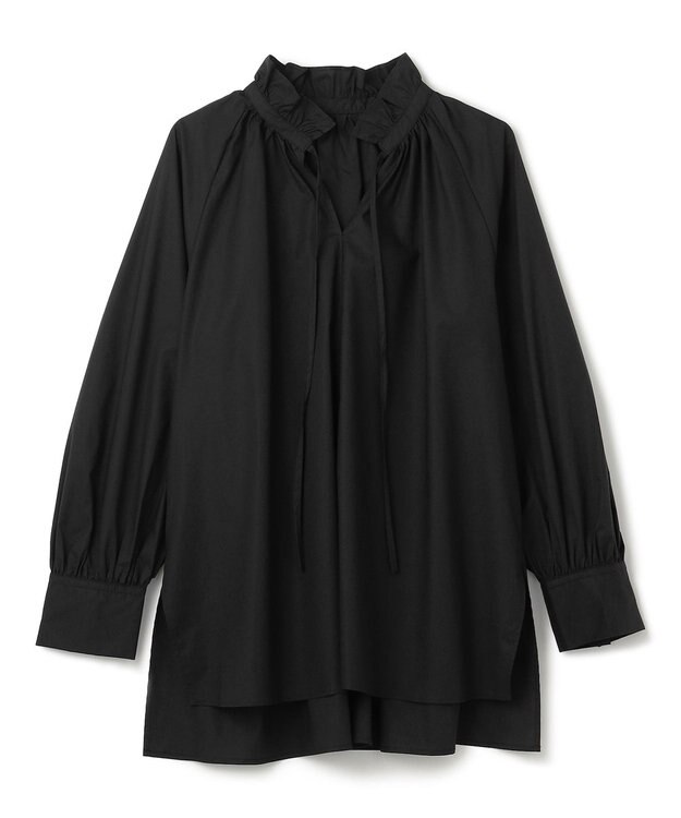UNFILO ギャザーオーバーブラウス ブラック