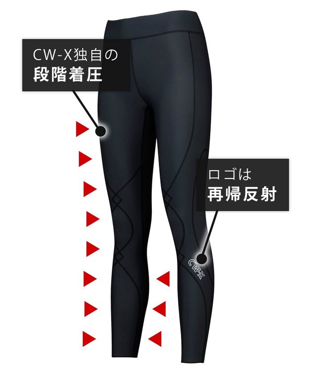 CW-X 【WOMEN】 スポーツタイツ エキスパートモデル 股関節・ひざサポート ひざの負荷を軽減 ロング HXY419 /ワコール ブラック