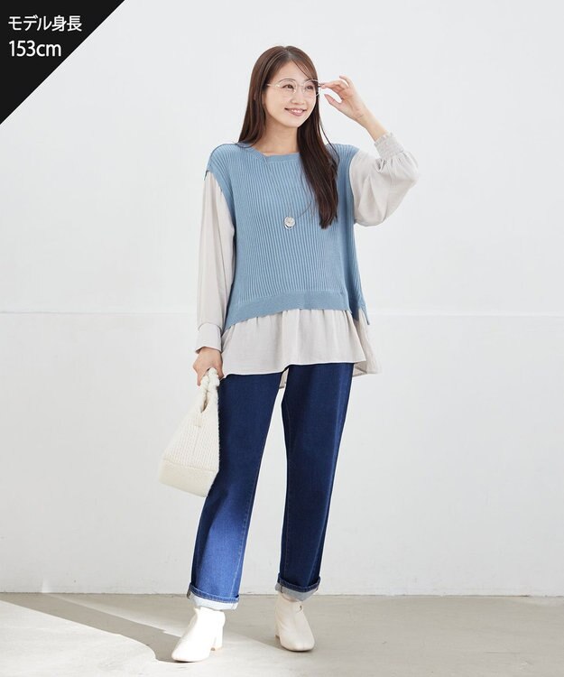 Tiaclasse ベストドッキングトップス ブルー×グレー