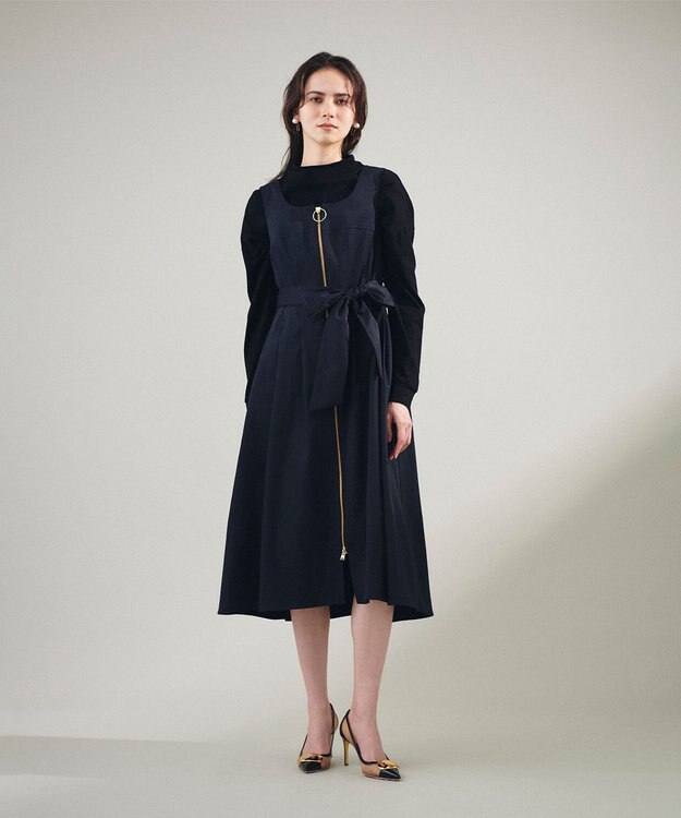 GRACE CONTINENTAL ジップディテールワンピース ブラック