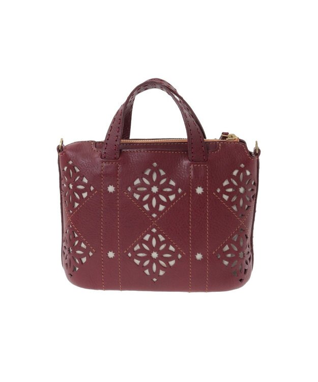 genten アーガイルカットワーク 2wayバッグ ワイン