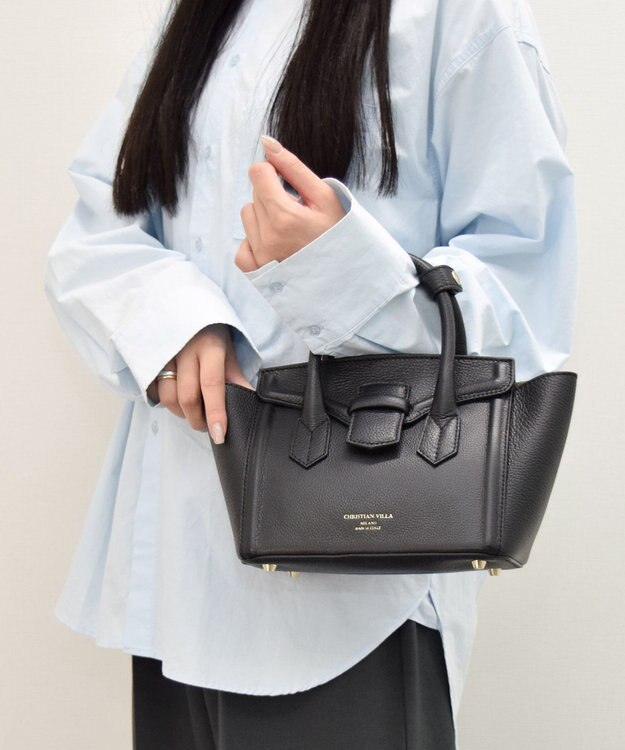 INTER-CHAUSSURES 【Christian Villa】ベーシックスモールハンドバッグ ブラック
