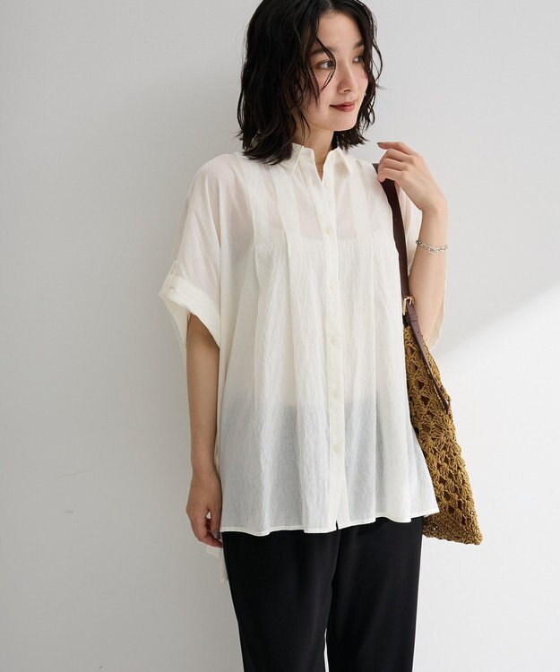 Green Parks タック入りオーバーサイズシャツ Off White