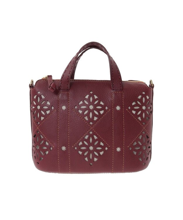 genten アーガイルカットワーク 2wayバッグ ワイン