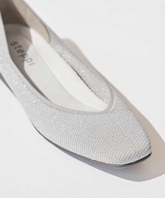 steppi 【洗える/撥水】 トリムスクエア パンプス シルバー