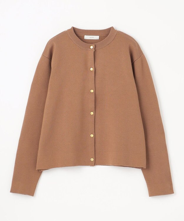 ANY 【UVカット・洗濯機可】クロップド丈スナップカーディガン キャメル