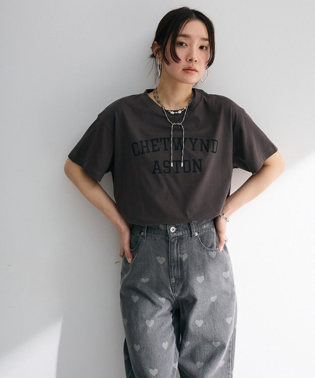 Green Parks 汗染み防止カレッジロゴボックスＴシャツ Charcoal Gray