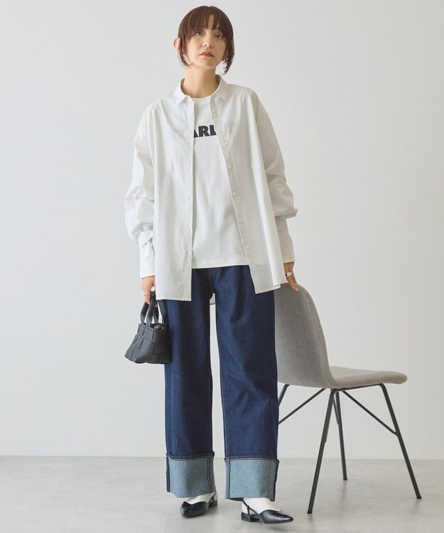 AMERICAN HOLIC 【イージーケア】バックギャザーリボンシャツ White