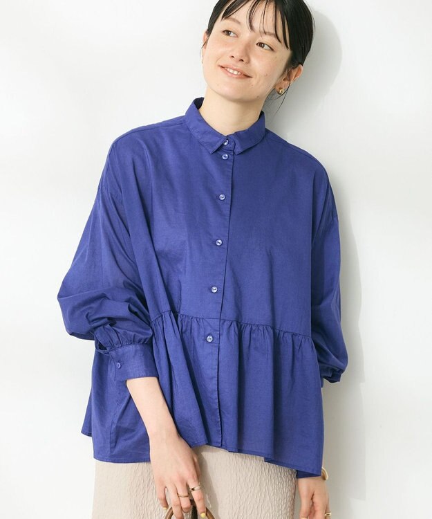 CRAFT STANDARD BOUTIQUE ペプラムブラウス（長袖） Blue
