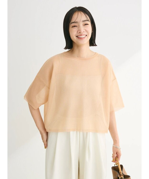 Green Parks シアーきらきらニットプルオーバー Orange