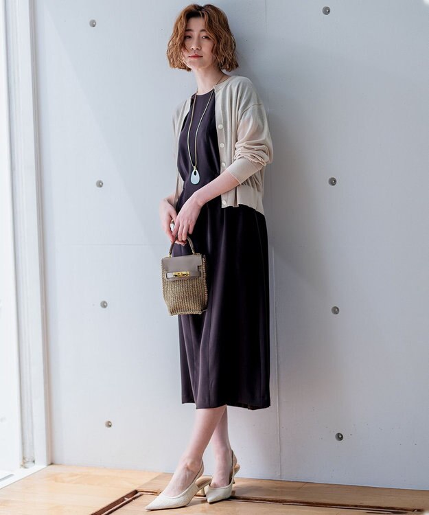 23区 L 【洗える】ライトシアーニット カーディガン ベージュ系