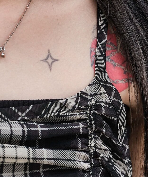 WEGO ドロストデザインキャミワンピース ブラックチェック1