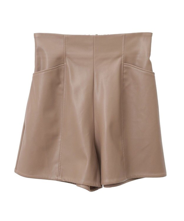 earth music&ecology シンセティックレザーショートパンツ Brown