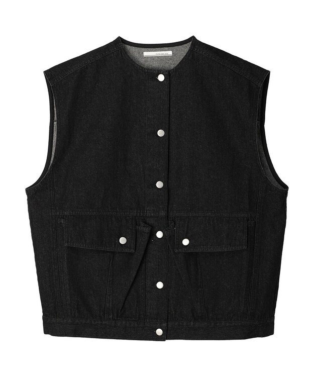 Green Parks ・ＥＬＥＮＣＡＲＥ　ＤＵＥ　ノーカラーデニムベスト Black