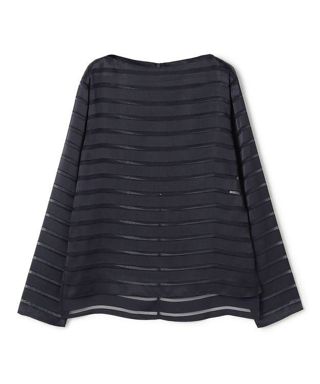 BEIGE， HAUYNITE / ボーダーシアー ボートネックブラウス Navy